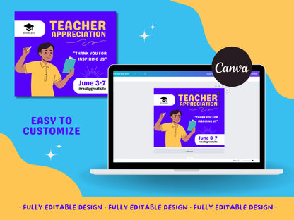 Vibrant Teacher Appreciation Week Canva Social Media Template