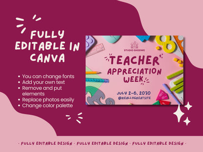 School Supplies Teacher Appreciation Week Canva Template