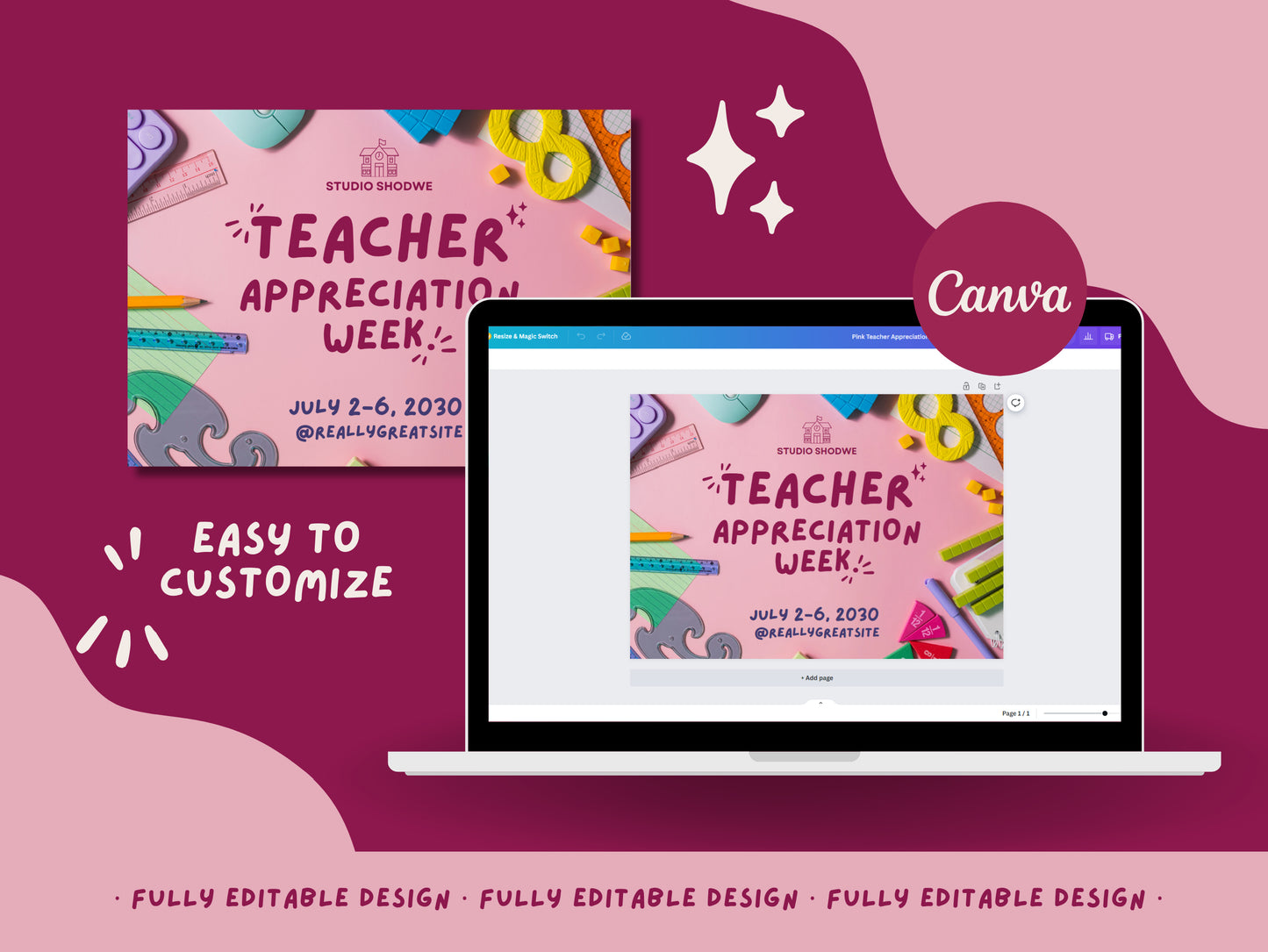 School Supplies Teacher Appreciation Week Canva Template