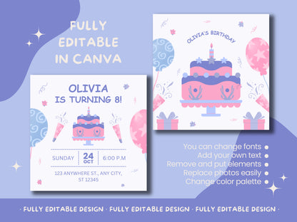 Birthday Celebration Canva Social Media Template