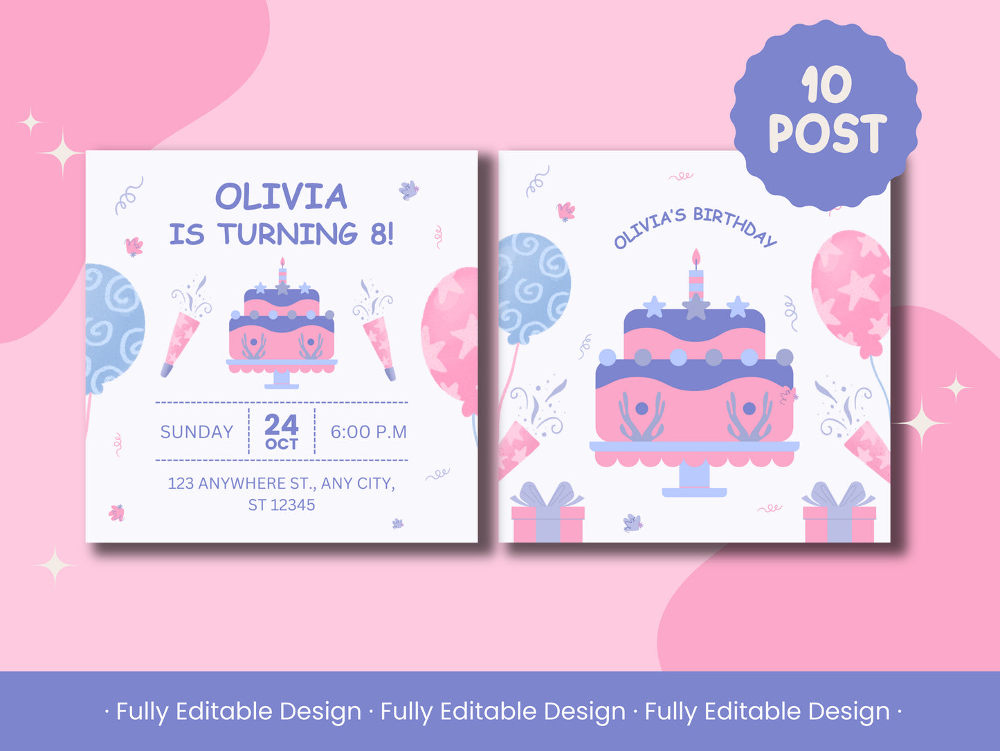 Birthday Celebration Canva Social Media Template