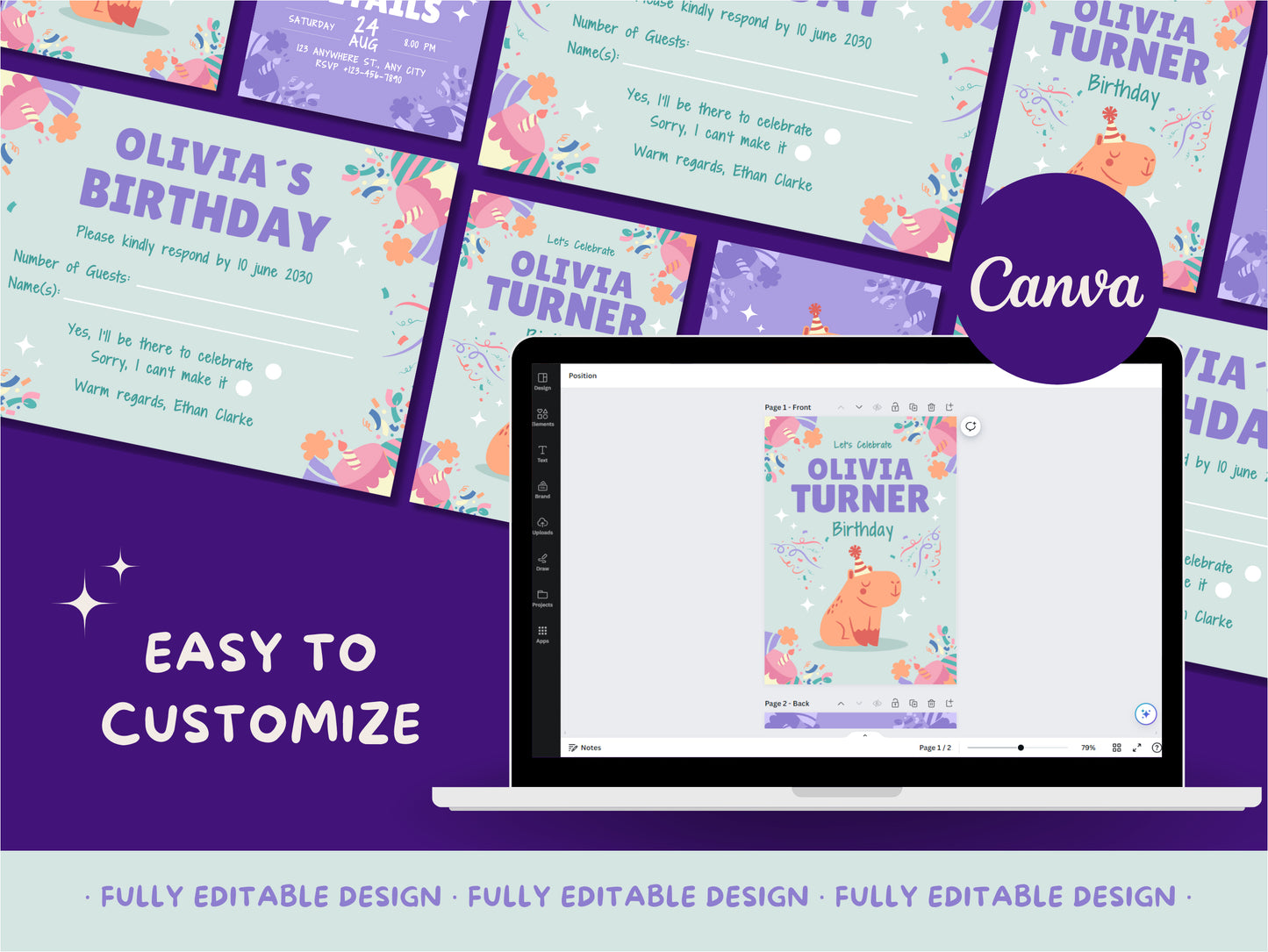 Vibrant Birthday Canva Template - Colorful and Customizable Party Invitation for All Ages