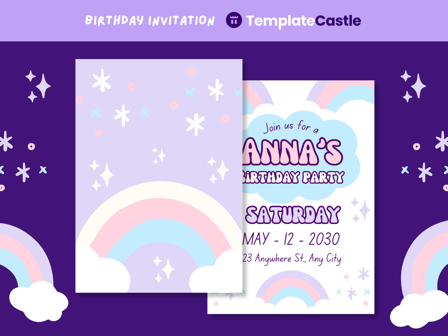 Pastel Dreams Birthday Canva Template - Magical Customizable Invitation for Dreamy Parties