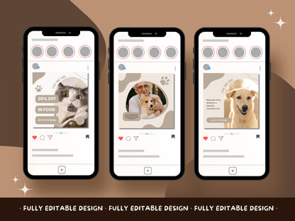 Pet Lovers Social Media Pack - 12 Editable Canva Templates for Pet Care Posts