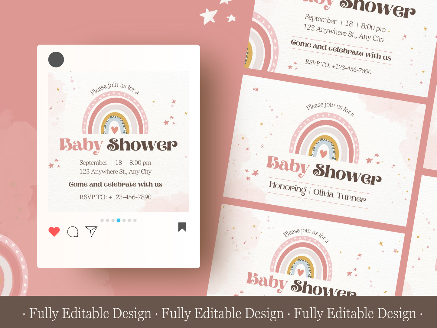 Baby Shower Canva Invitation Template Adorable Baby Shower Invitation Rainbow Celebration Baby Shower Fully Editable