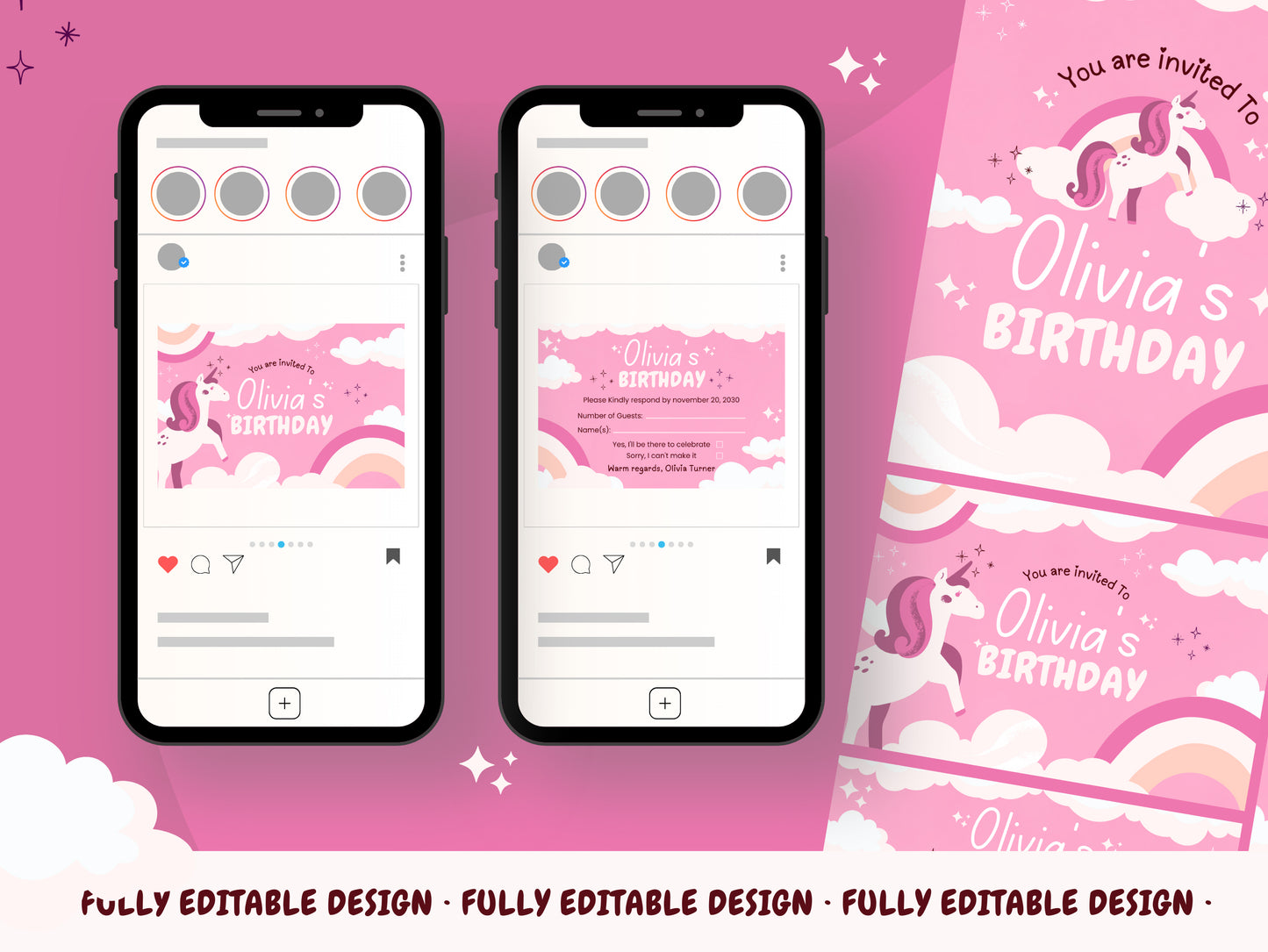 Enchanting Unicorn Birthday Invitation Canva Template - Personalize, Instant Download, Print-Ready