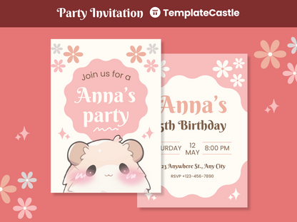 Birthday Party Tender Invitation Canva Template Happy Birthday Cute Customizable Birthday Invite Celebration Fully Editable