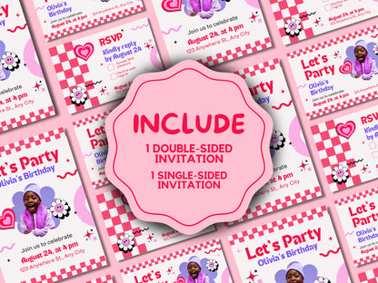 Birthday Party Canva Invitation Templates Playful Hearts Canva  Editable Templates happy Birthday Lovely Cards