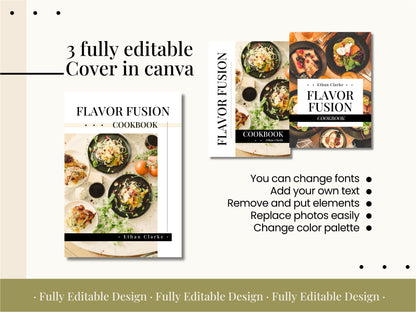 26 Cookbook Pages Canva Templates Delicious Recipes Book Digital Cooking Guide Social Media Delights Food Posts Canva Editable