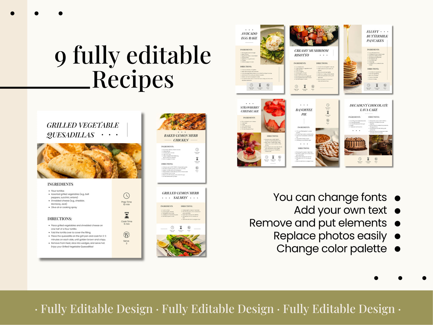 26 Cookbook Pages Canva Templates Delicious Recipes Book Digital Cooking Guide Social Media Delights Food Posts Canva Editable