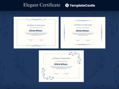 Elegant Certificate Floral Canva Templates Fully Editable Canva Template Sophisticated School Diploma Template