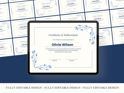 Elegant Certificate Floral Canva Templates Fully Editable Canva Template Sophisticated School Diploma Template