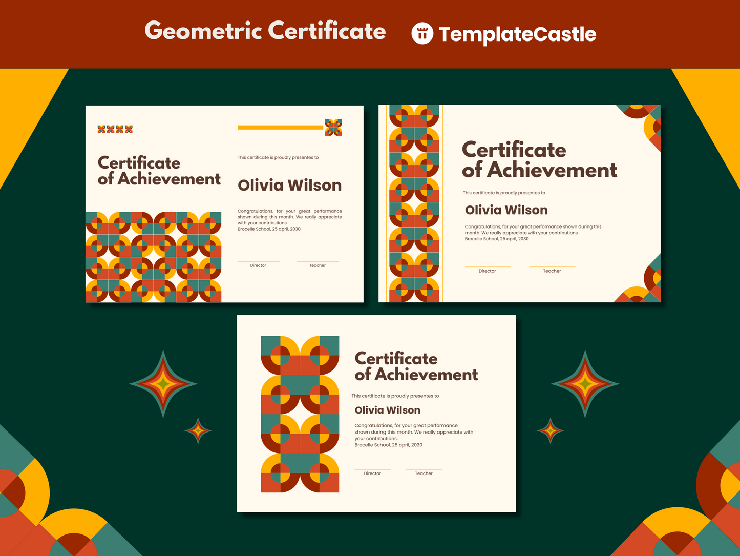 Modern Canva Certificates Templates  Colorful  Fully Editable Canva Template Education Diploma Template Recognitions School Certificates