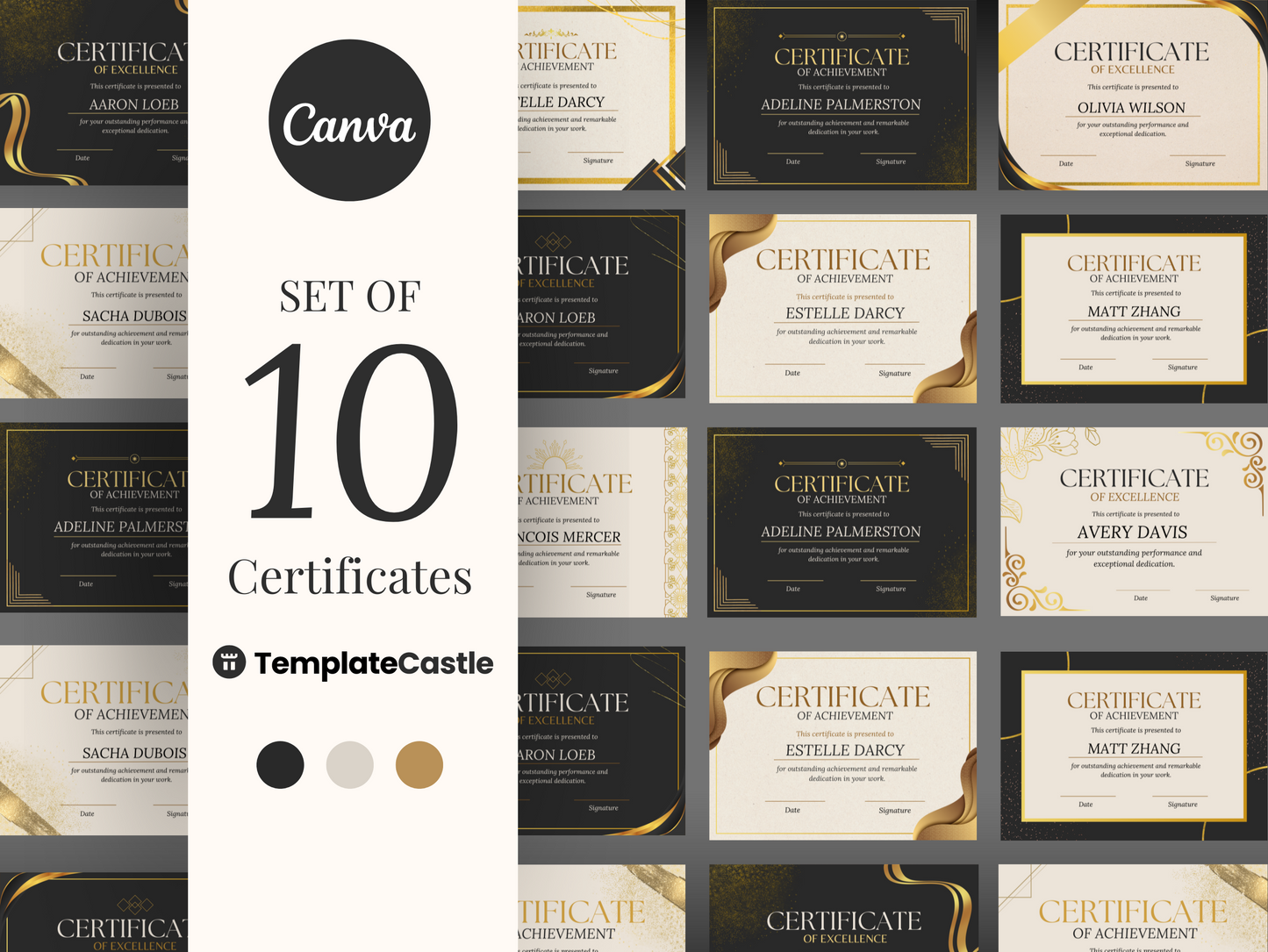 Luxurious Canva Certificate Templates Golden Detailed  Fully Editable Canva Templates  Professional Education Diploma Templates