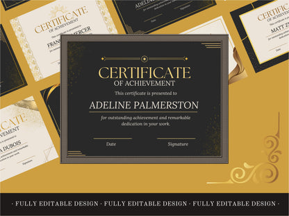 Luxurious Canva Certificate Templates Golden Detailed  Fully Editable Canva Templates  Professional Education Diploma Templates