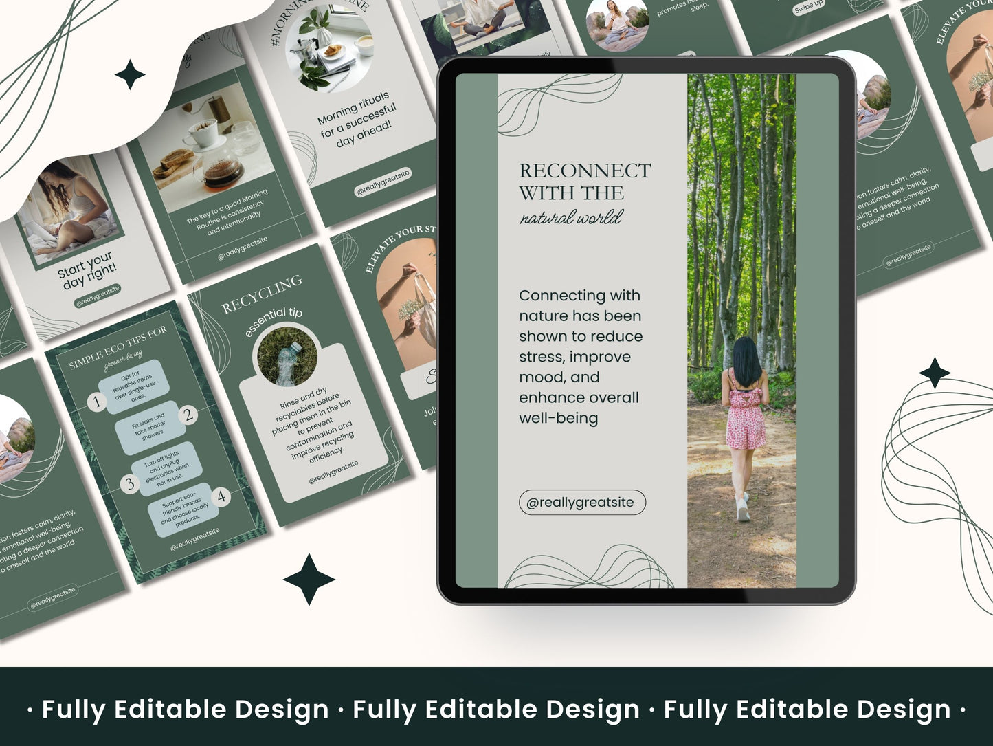 50 Organic Stories Templates Canva Editable Natural Instagram Stories Templates IG Stories Sustainable Living Editable Instagram Stories