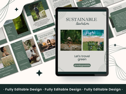 50 Natural Posts Portrait Canva Social Media Templates Organic Instagram Posts IG Sustainable Living Editable Canva Templates