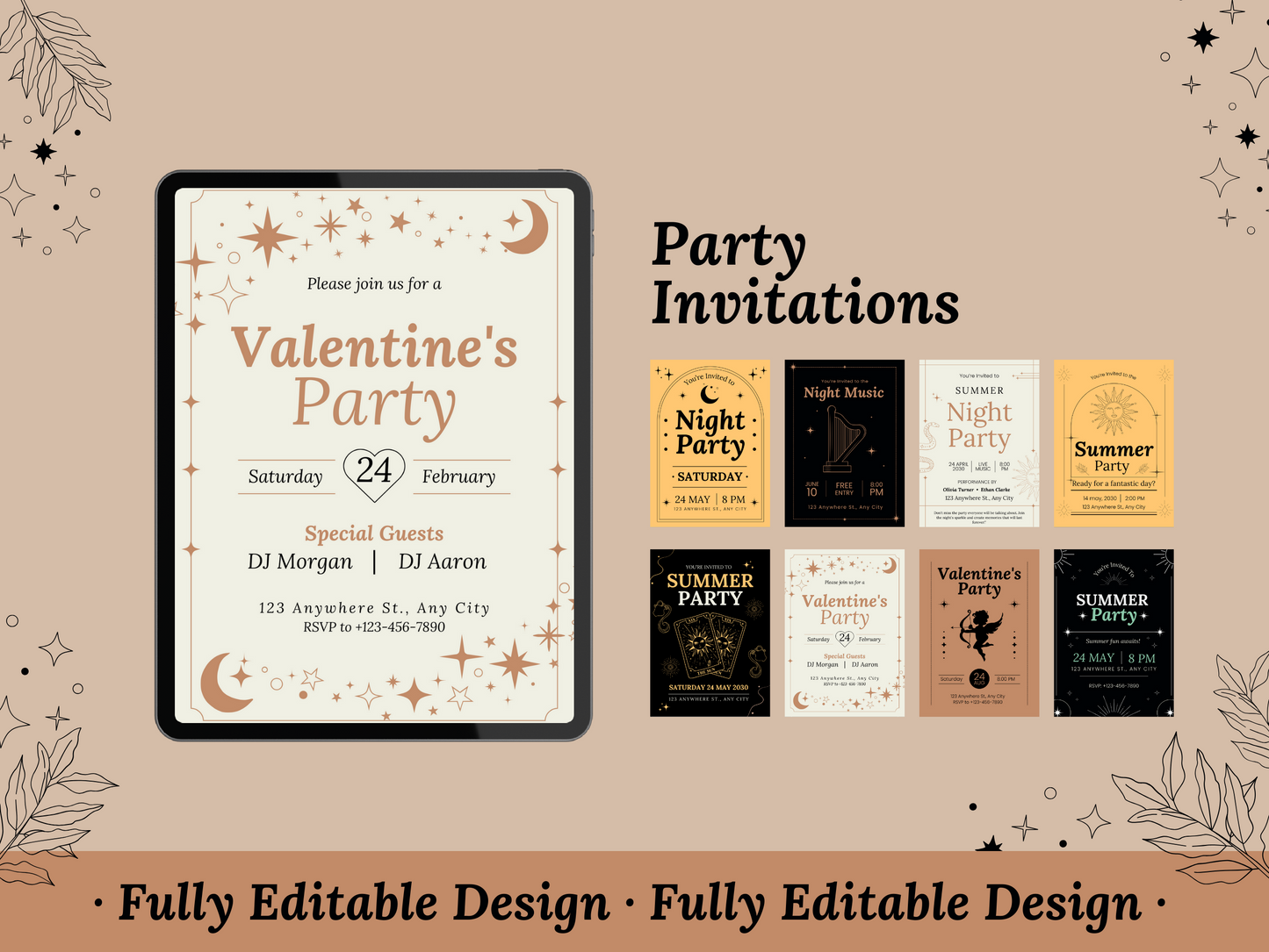 30 Invitation Templates, Editable Canva Invitations Bundle Birthdays Invitations Weddings Invitations Festivals Invitations Art Events