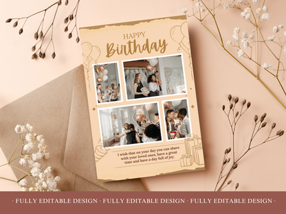 5 Birthday Photo Collage Templates Editable Canva Collage Templates Happy Birthday Collage Photo Templates Digital Happy Birthday Cards