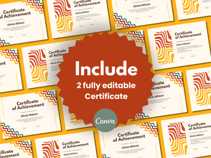 Certificate Template Canva Recognition Fully Editable Appreciation Customizable Professional Achievement Modern Template