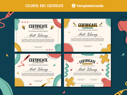 Certificate Colorful Canva Template Recognition Playful Modern Customizable Professional Achievement Fun Design Template