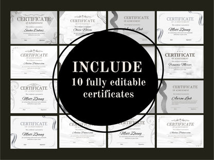 10 Certificates Elegant Canva Templates Professional Recognition Classic And Elegant Monochrome Fully Editable Certificate Achievement