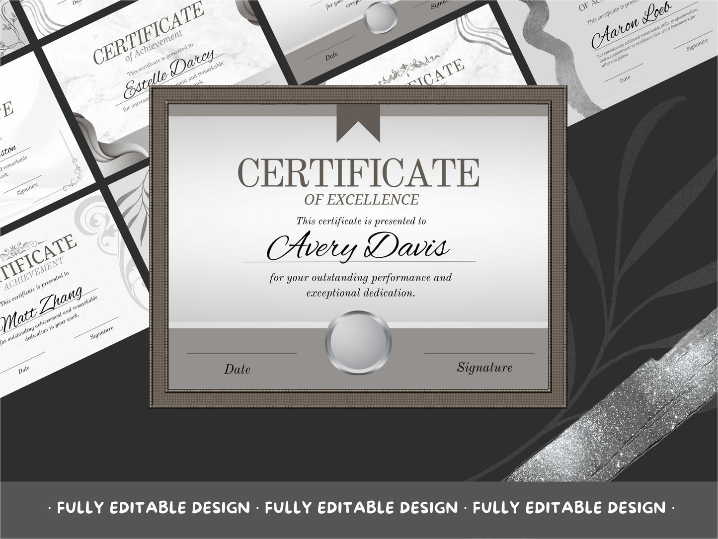 10 Certificates Elegant Canva Templates Professional Recognition Classic And Elegant Monochrome Fully Editable Certificate Achievement