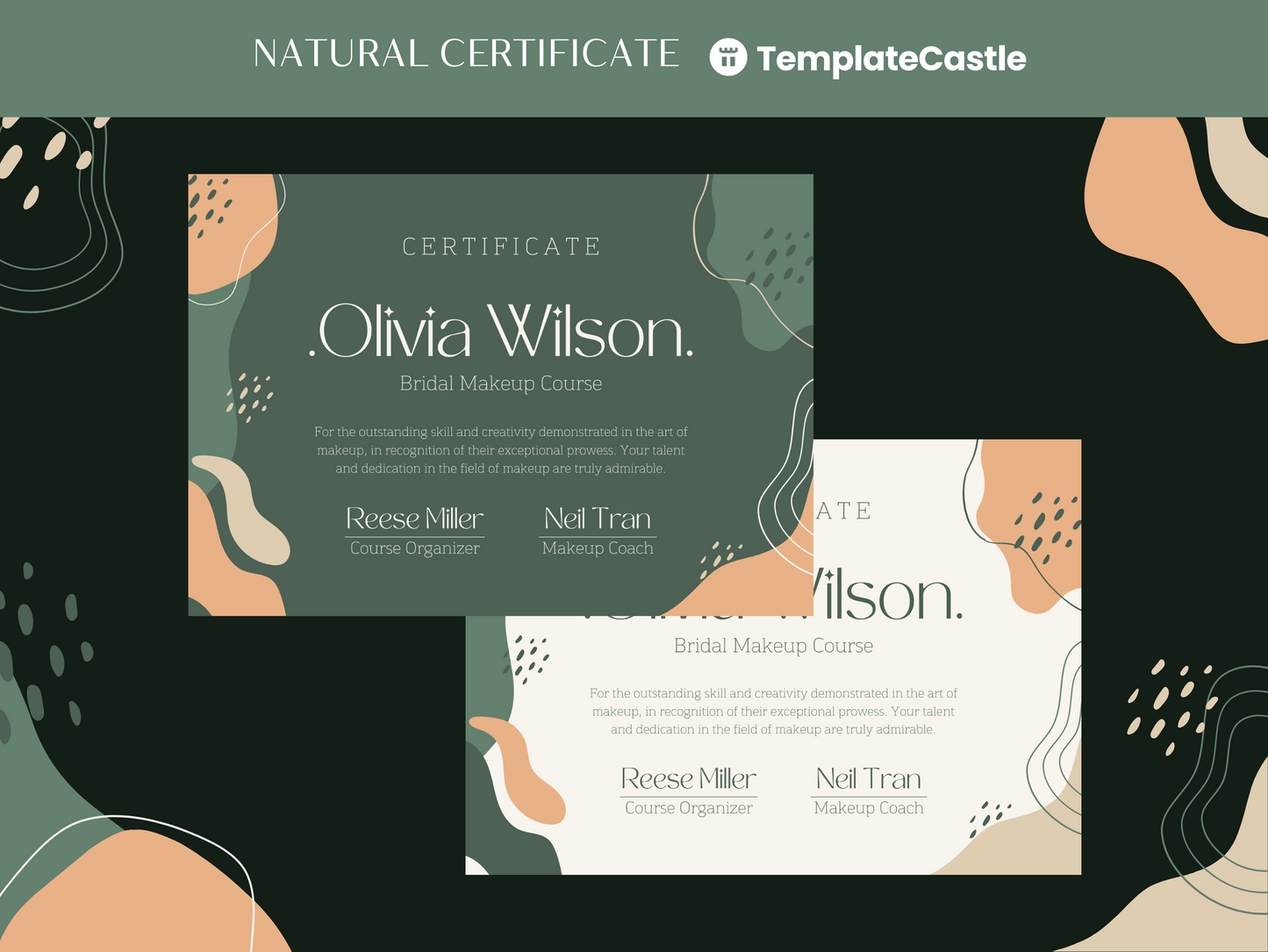 Natural Certificate Canva Template Elegant Customizable Certificate For Makeup Course Appreciation Certificate Fully Editable