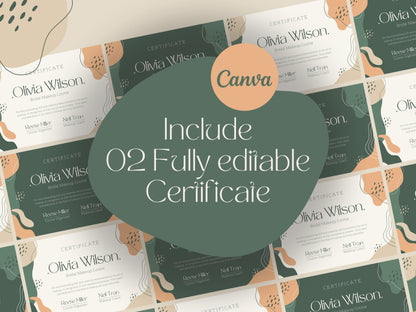 Natural Certificate Canva Template Elegant Customizable Certificate For Makeup Course Appreciation Certificate Fully Editable