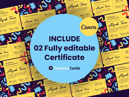 Certificate Modern Abstract Canva Template Participation Certificate Dynamic Fully Editable  Customizable Appreciation Dynamic Style