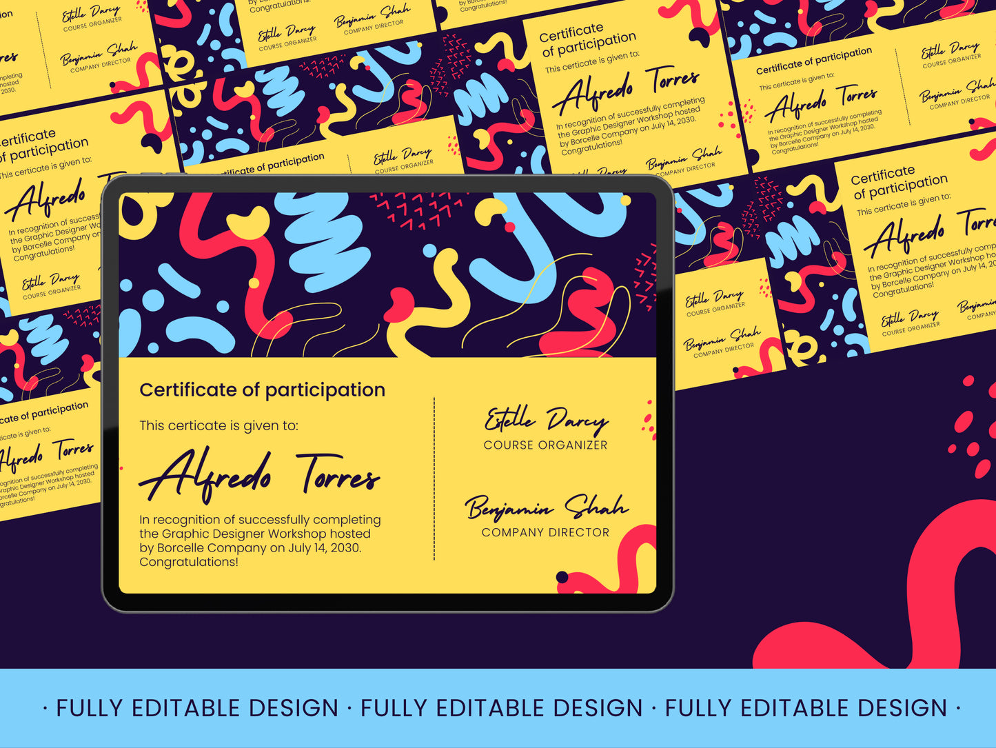 Certificate Modern Abstract Canva Template Participation Certificate Dynamic Fully Editable  Customizable Appreciation Dynamic Style