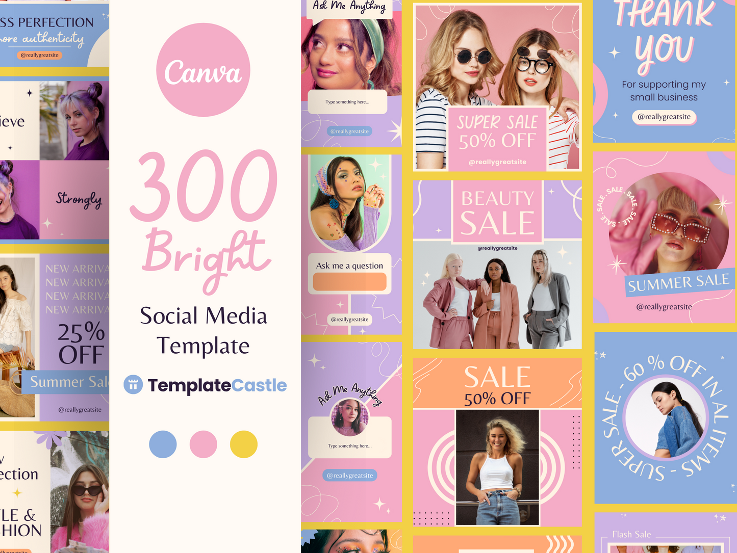 300 Bright Canva Templates Colorful Instagram Posts Pastel Templates Instagram Highlights Social Media Canva Templates Vibrant IG Templates