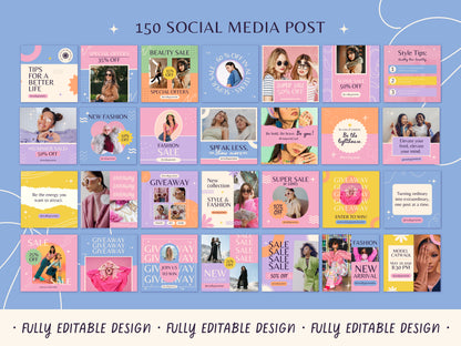 300 Bright Canva Templates Colorful Instagram Posts Pastel Templates Instagram Highlights Social Media Canva Templates Vibrant IG Templates