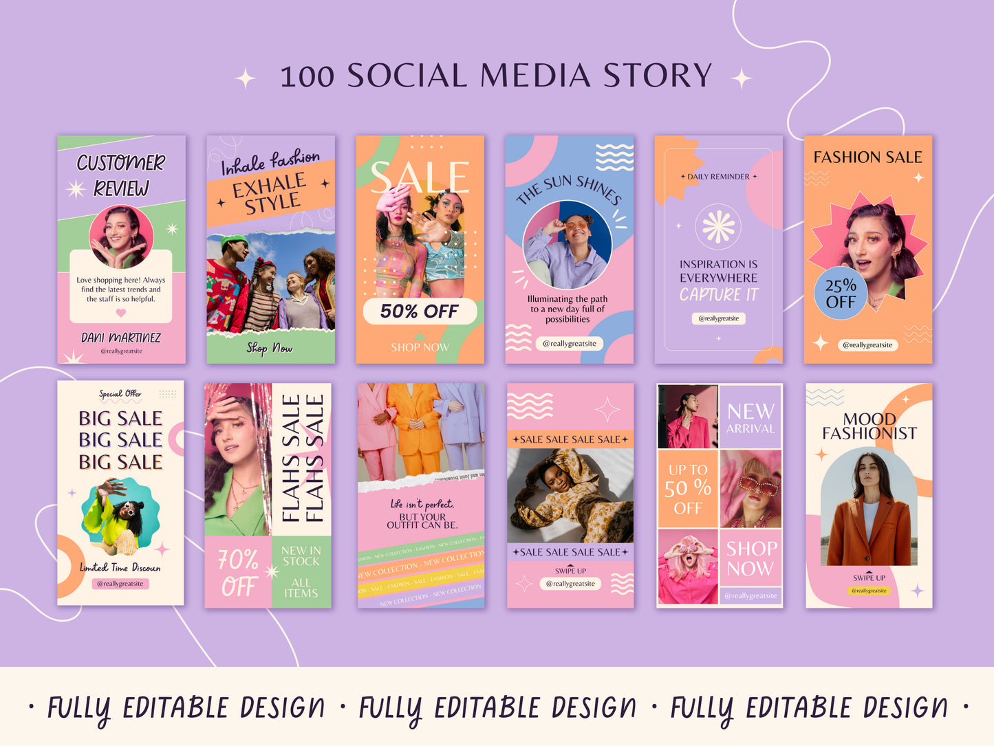 300 Bright Canva Templates Colorful Instagram Posts Pastel Templates Instagram Highlights Social Media Canva Templates Vibrant IG Templates