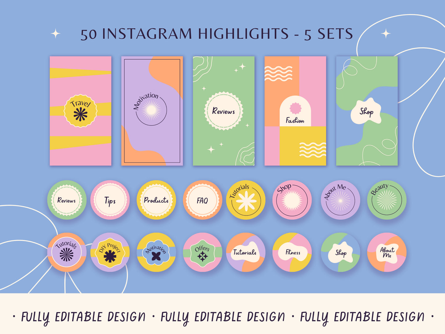 300 Bright Canva Templates Colorful Instagram Posts Pastel Templates Instagram Highlights Social Media Canva Templates Vibrant IG Templates