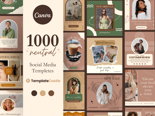 1000 Neutral Social Media Templates Instagram Post Templates IG Story Templates Bundle Instagram Stories Instagram Highlights Canva Template