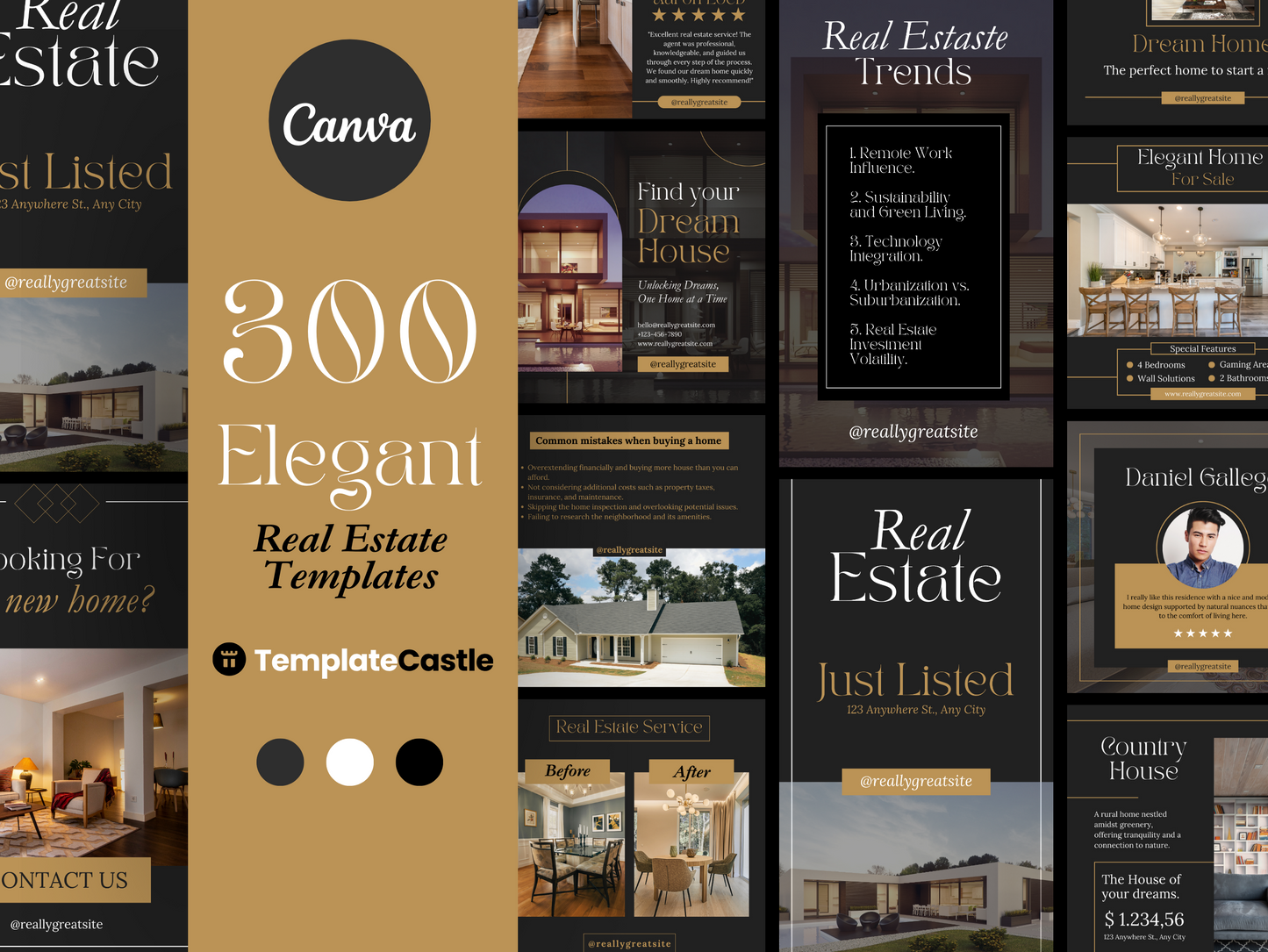 300 Real Estate Canva Templates Luxury Listings Modern Real Estate Posts Realtor Marketing Real Estate Stories and Highlights