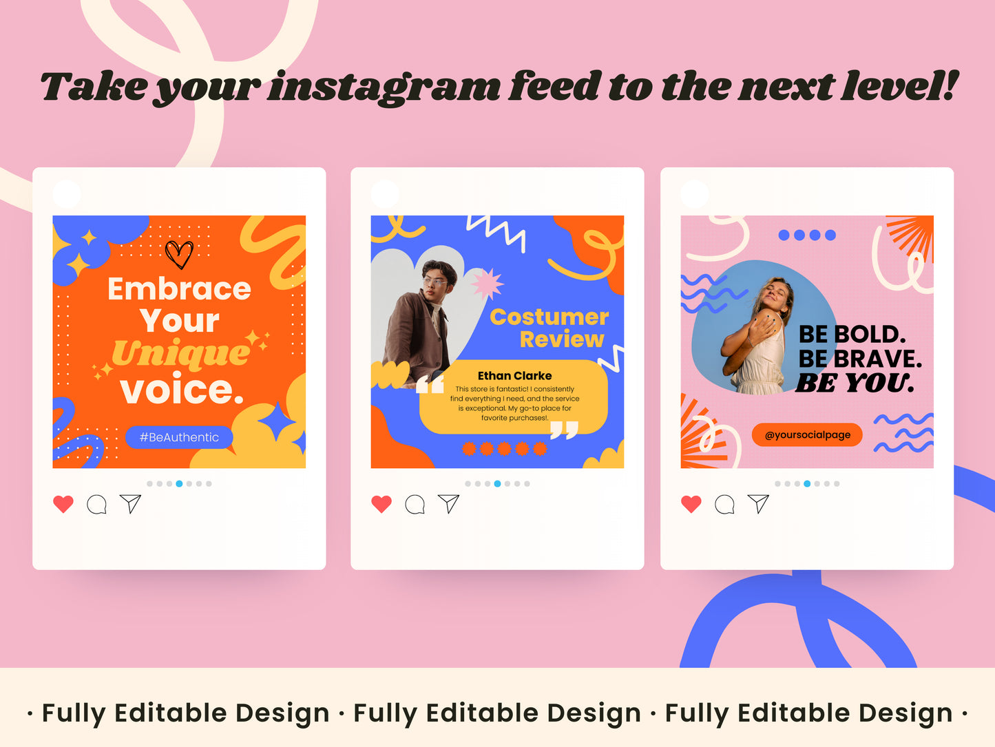 70 Playful Instagram Canva Template Pack Bright Instagram Post Colorful Posts for Small Business Modern Marketing