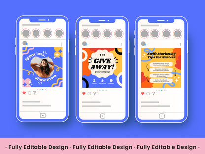 70 Playful Instagram Canva Template Pack Bright Instagram Post Colorful Posts for Small Business Modern Marketing