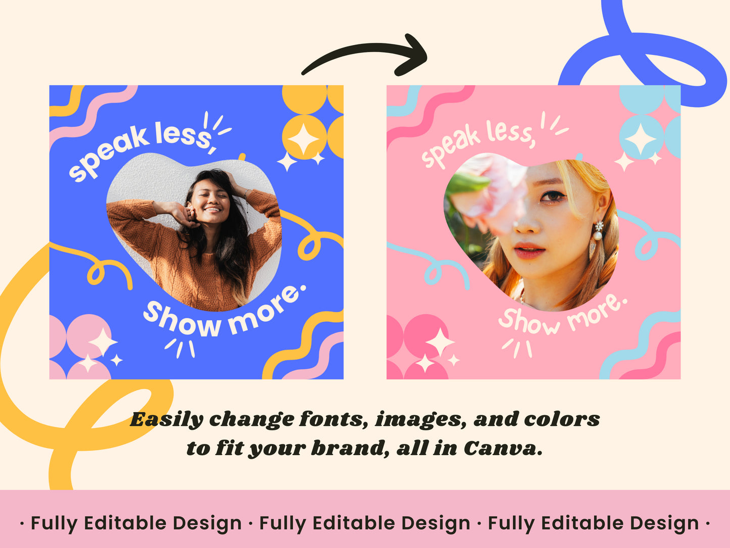 70 Playful Instagram Canva Template Pack Bright Instagram Post Colorful Posts for Small Business Modern Marketing