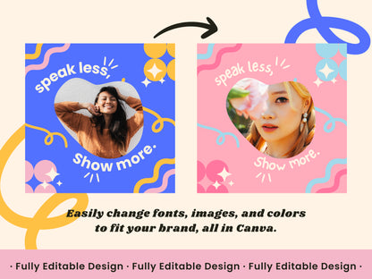 70 Playful Instagram Canva Template Pack Bright Instagram Post Colorful Posts for Small Business Modern Marketing