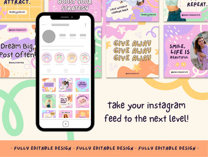 150 Pastel Rainbow Canva Posts for Instagram Fashion Influencers Digital Marketing Templates, IG Instagram Posts, Post for Content Creators