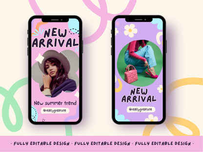 150 Pastel Rainbow IG Story Templates - Editable Fashion Stories & Content Creator Canva Templates for Bright Instagram Branding