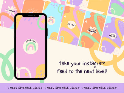 50 Pastel Rainbow Instagram Highlight Templates Editable Canva Story Covers Instagram Templates, Pastel Highlights Covers y2k Aesthetic