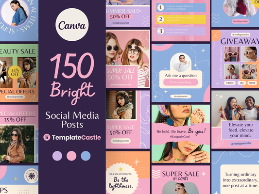 150 Bright Instagram Posts Templates, Canva Editable Coach Posts For Fashion Marketing And Content Creators