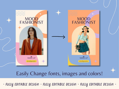 100 Bright Instagram Story Templates for Fashion Pastel Templates for IG Business Colorful Canva Templates for Content Creators