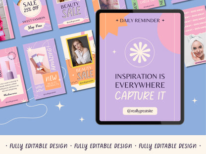 100 Bright Instagram Story Templates for Fashion Pastel Templates for IG Business Colorful Canva Templates for Content Creators