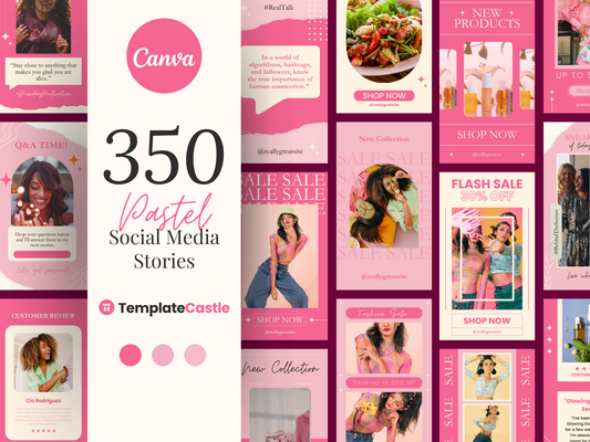 350 Stories Social Media Canva Templates Story Cover Instagram Fully Editable Social Media Stories Marketing Pastel Color Stories Ideas