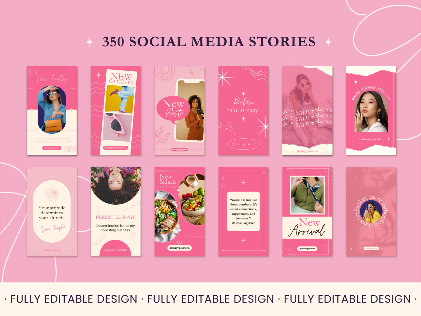 350 Stories Social Media Canva Templates Story Cover Instagram Fully Editable Social Media Stories Marketing Pastel Color Stories Ideas