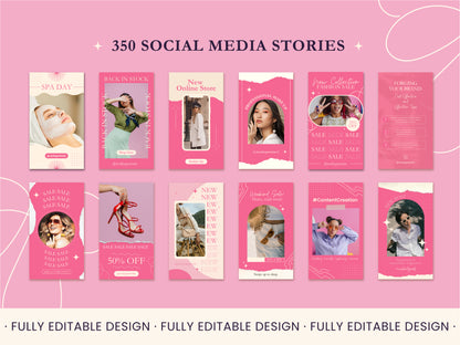 350 Stories Social Media Canva Templates Story Cover Instagram Fully Editable Social Media Stories Marketing Pastel Color Stories Ideas